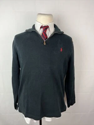 OTOÑO/INVIERNO Polo Ralph Lauren Para Hombre Negro Algodón 1/4 Cremallera Suéter M $158 Foto 1 de 4
