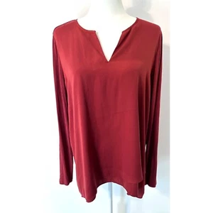 Soft Surroundings Alix Tunic Top Size Medium Rust V-Neck Mix Media Overlay - Picture 1 of 8
