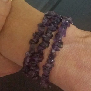 lori frantz amethyst chip triple strand bracelet signed - Picture 1 of 3