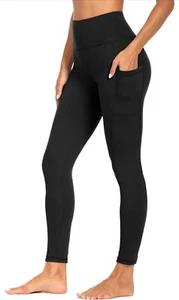 Women’s High Waisted Black Yoga Pocket Leggings L-XL Designer Look - Picture 1 of 2