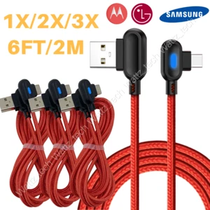 1/2/3Pack 6FT 90 Degree Angle USB-C Type-C Fast Charger Cable Data Charging Cord - Picture 1 of 14