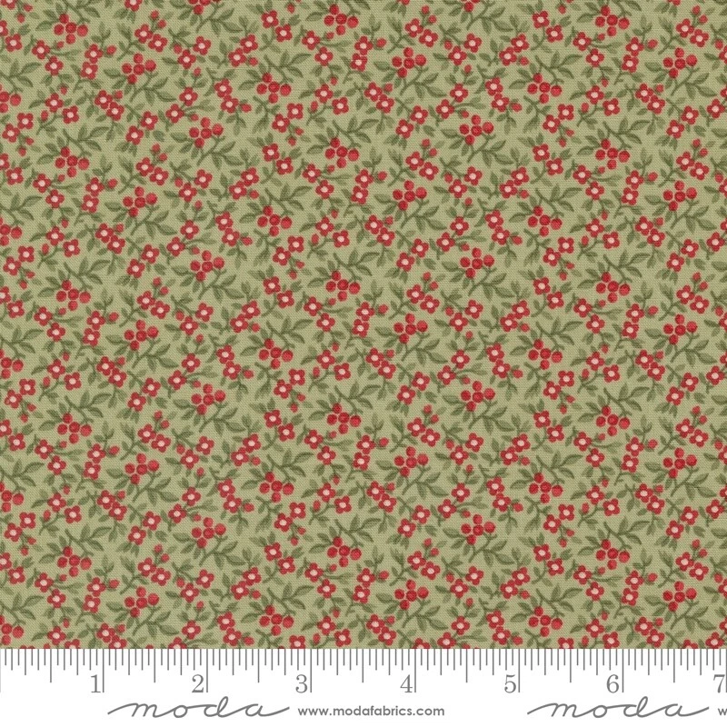 A Christmas Carol Bountiful Berries Floral Sage by 3 Sisters for Moda 1/2 Yard - Image 1 of 1