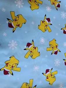 Pokemon Pikachu Santa Hat Christmas Cotton Fabric Robert Kaufman - Picture 1 of 7