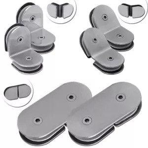 Stainless steel angle connector fittings glass holder bracket patio bathroom shower wall - Picture 1 of 43