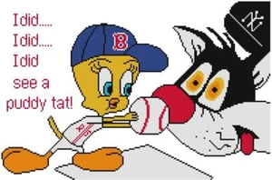 KREUZSTICH + BASTELMUSTER Tweety Vogel Sylvester Katze Baseball Red Sox Yankees - Bild 1 von 14