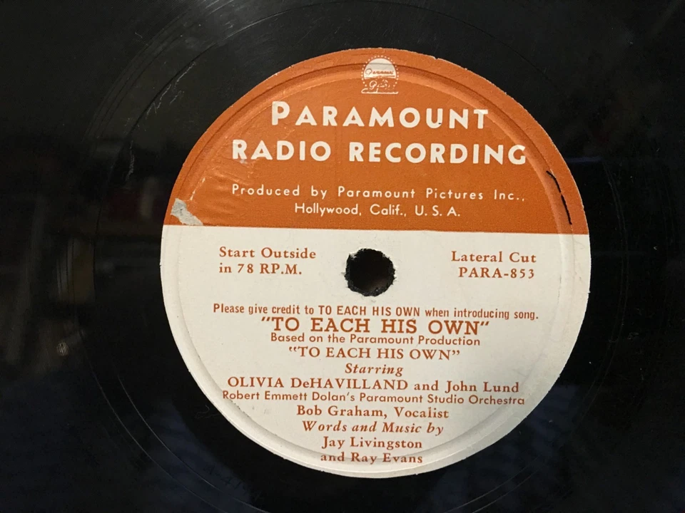  VICTOR YOUNG movie themes of TO EACH HIS OWN & SEARCHING WIND Paramount Radio  - Image 1 of 2