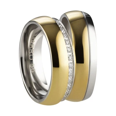 Ring Freundschaftsringe Partner- Verlobungsringe Edelstahl Silber Gold + Gravur - Bild 1 von 2