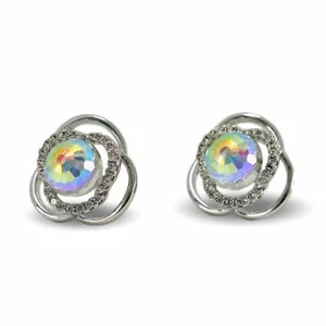 Aretes rellenos de oro blanco de 9 quilates para mujer con cristales Swarovski® AB 9K GF - Imagen 1 de 4