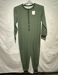 Men's Allover Fleck Long Sleeve Union Suit - Hearth & Hand with Magnolia Green L - Picture 1 of 2