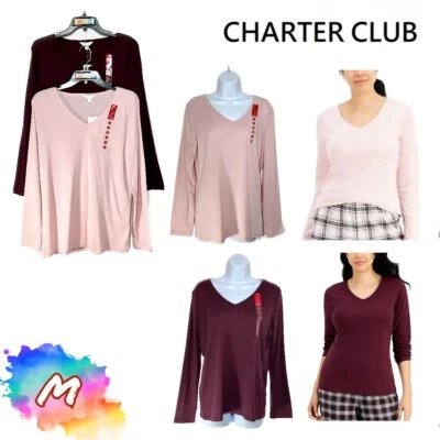 NUEVO CON ETIQUETAS PAQUETE DE 2 camisetas Charter Club M cuello en V PJ Top Foto 1 de 4