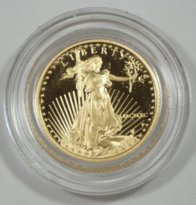 MCMXC (1990) EE. UU. $5 American Gold Eagle 1/10 oz .917 oro fino en cápsula Foto 1 de 4