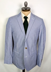 NWT J. CREW Ludlow 100% Cotton Blue Stripe Suit Sz 40R Dual Vent Jacket Pants - Picture 1 of 11