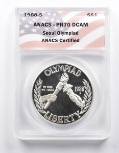 PR70 DCAM 1988-S Seoul Olympiad Commemorative Silver Dollar ANACS *1005 - Picture 1 of 3