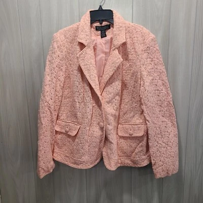 Chaqueta Dialogue Mujer Talla L Rosa Bordada Algodón Carrera Trabajo Iglesia Elegante Foto 1 de 4