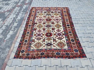 Vintage Oushak Rug, Vintage 5x8 Antique Hand Knotted Red Rug, Natural Carpets - Picture 1 of 10