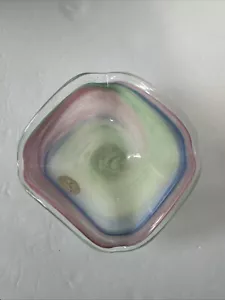 Ciotola vetro soffiato arte vortice avventurina arcobaleno stile Murano cristallo Italia - Foto 1 di 13