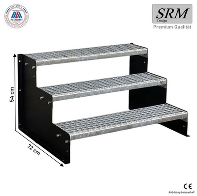Scala da appoggio scala indipendente 3 gradini nera, larghezza 60 - 160 cm, altezza 54 cm - Immagine 1 di 3