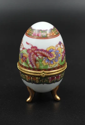 Osterei Ei Schmuckdose Schatulle aus Porzellan Schmetterlinge Vintage H 9,5 cm - Bild 1 von 4