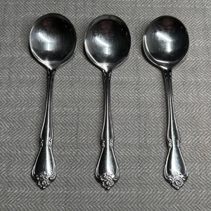 Oneida Arbor Rose - True Rose Edelstahl Besteck Gumbo Suppe Runde Löffel (3) - Bild 1 von 4