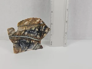 Zuni Detailed Picasso Marble FISH Fetish w Turquoise Eyes, Derrick Kaamasee #117 - Picture 1 of 20