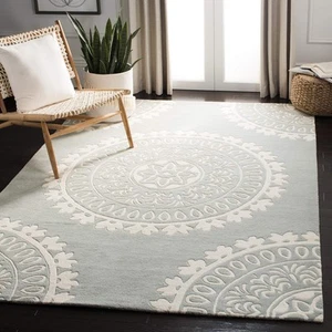 Bella Collection 8' x 10' Grey/Ivory BEL122A Handmade Premium Wool Area Rug - Picture 1 of 7