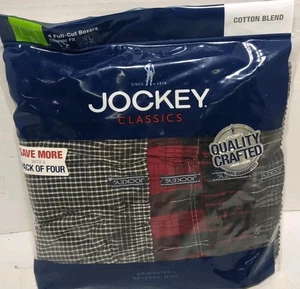 NEW Jockey Classics Men's XL 4-Pack Full-Cut Woven Boxer Shorts Underwear Cotton - Picture 1 of 10