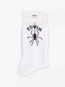 EDWIN EUROPE Spider Stretch-Cotton Blend Socks - White - Picture 1 of 4