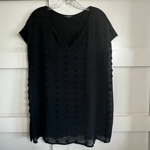 Camicetta nera stampa pois materiale misto Papermoon taglia 1X StitchFix - Foto 1 di 9