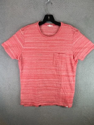 Camisa Orlebar Marrón Para Hombre Mediana Roja Rosa Cuello Redondo Rayas Slubby Algodón Sammy Foto 1 de 4