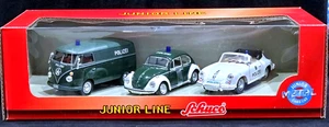 Schuco VW Volkswagen Bus Beetle Porsche Polizei Police Junior Line 3 Cars 1:43 - Picture 1 of 5