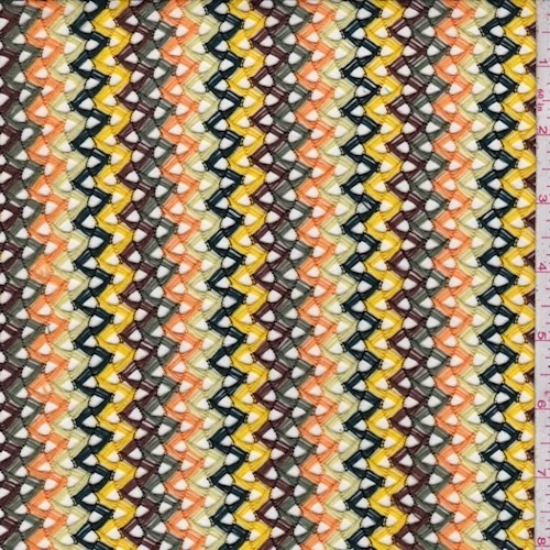 Tela de encaje de ganchillo naranja/lima/dorado en zig zag Foto 1 de 1