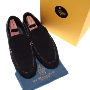 Di Bianco NWB Slippers / Casual Drivers Size 44 (US 11) in Dark Blue Suede - Picture 1 of 12
