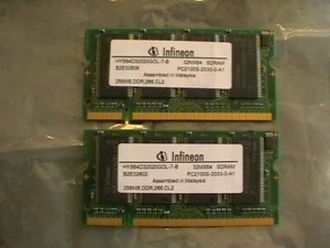 2 x 256MB DDR,266,CL.2 Infineon PC2100S-2033-0-A1 - Picture 1 of 3