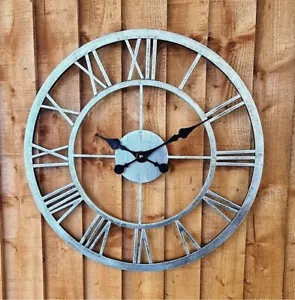 Large Outdoor Clock skeleton Giant Open Face Home Shabby Chic Decor Quartz 58cm - Picture 1 of 3