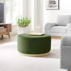 Modway Large 29" Round Performance Velvet Upholstered Ottoman - Picture 1 of 7