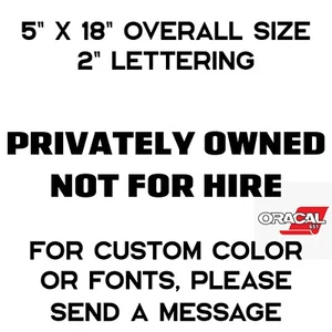 2x Privately Owned Not For Hire – DOT Vinyl Decal Sticker, Durable Outdoor - Bild 1 von 2