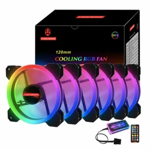 5/6Pack RGB PC Cooling Fan 120mm Cooler with Controller for Computer Desktop - Picture 1 of 15