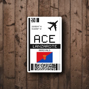 ACE Lanzarote Boarding Pass Glossy Sticker - Laptop/Decorative Travel Sticker - Picture 1 of 3