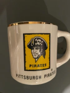 MLB PITTSBURGH PIRATES LOG MUG CUP 4 INCH GOLD RIMMED - Picture 1 of 2