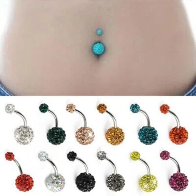 Round Multicolor Crystal Body Jewelry Women Fashion Belly Piercings Body Jewelry - Image 1 of 4