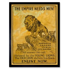 War Propaganda Advert British Empire Enlist Recruit 12X16 Inch Framed Art Print