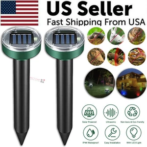 Solar Power Animal Ultrasonic Repellent Mice Gopher Mole Pest Snake Repeller LED