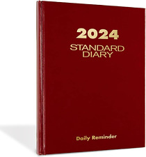 2024 Daily Diary Standard Planner Journal 5-3/4" X 8-1/4", Small, Hardcover, Red