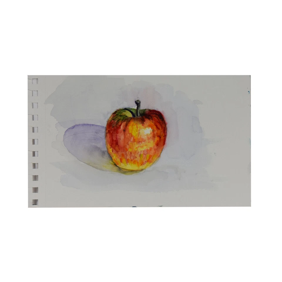 original watercolor painting 8.5" x 5.5" art, single apple - Image 1 of 1