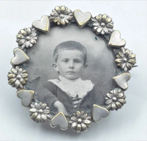 Altes Medaillon Brosche Fotohalter HM La Patriote Sme patentiert SGDG Sammlung - Bild 1 von 2