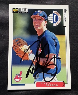 RICHIE SEXSON INDIANS BREWERS MARINERS SIGNED AUTOGRAPHED 1998 BASEBALL CARD  - Image 1 of 2