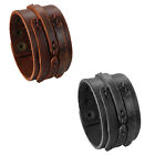 Men's Punk Wide Adjustable Genuine Leather Belt Bracelet Bangle Cuff Black/Brown