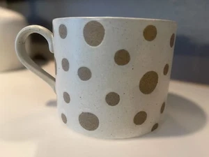 Pier 1 One Imports Polka Dot Stoneware Mug Taupe and Cream Replacement Piece - Picture 1 of 7