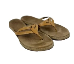 UGG Leather Flip Flop Sandals Thongs Women’s Size 8 Annice Tan 1016801 - Picture 1 of 9