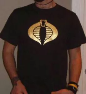 Cobra GI Joe Gold Foil Logo Retro Army Vintage T-Shirt - Picture 1 of 19